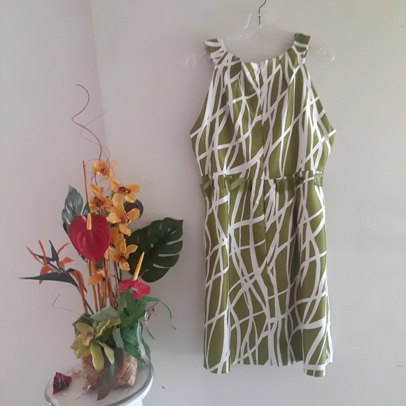 🆕️ Perceptions Spring Summer Green Sleeveless Size 14 Dress NWT - Picture 1 of 13
